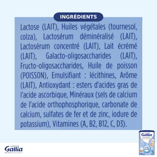 Lait Bébé Croissance Calisma 3 dès 12 mois 800g