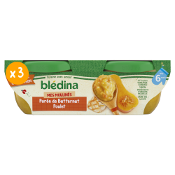 Bol Mes Moulinés - Purée de Butternut Poulet - Lot x3 - Blédina - Dès 6 mois - Face