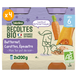 Petits pots Les Récoltes Bio - Butternut Carottes Epeautre - Lot x 4 - Dès 6 mois - Face