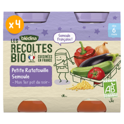 Petits pots Les Récoltes Bio - Ratatouille Semoule - Lot x 4 - Dès 6 mois - Face