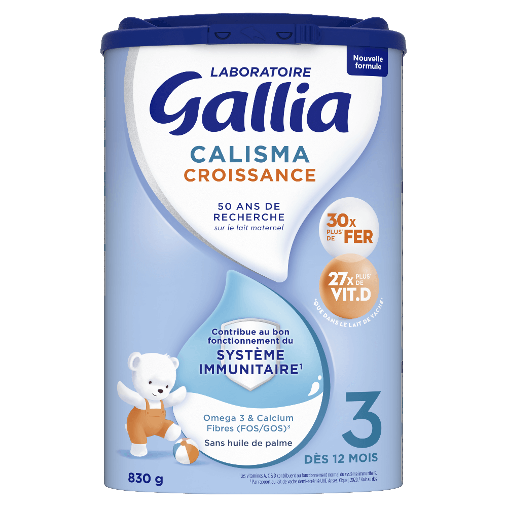 Calisma Croissance - 830g - Lait infantile - Lot x3 - Laboratoire Gallia - Dès 12 mois - Face 2