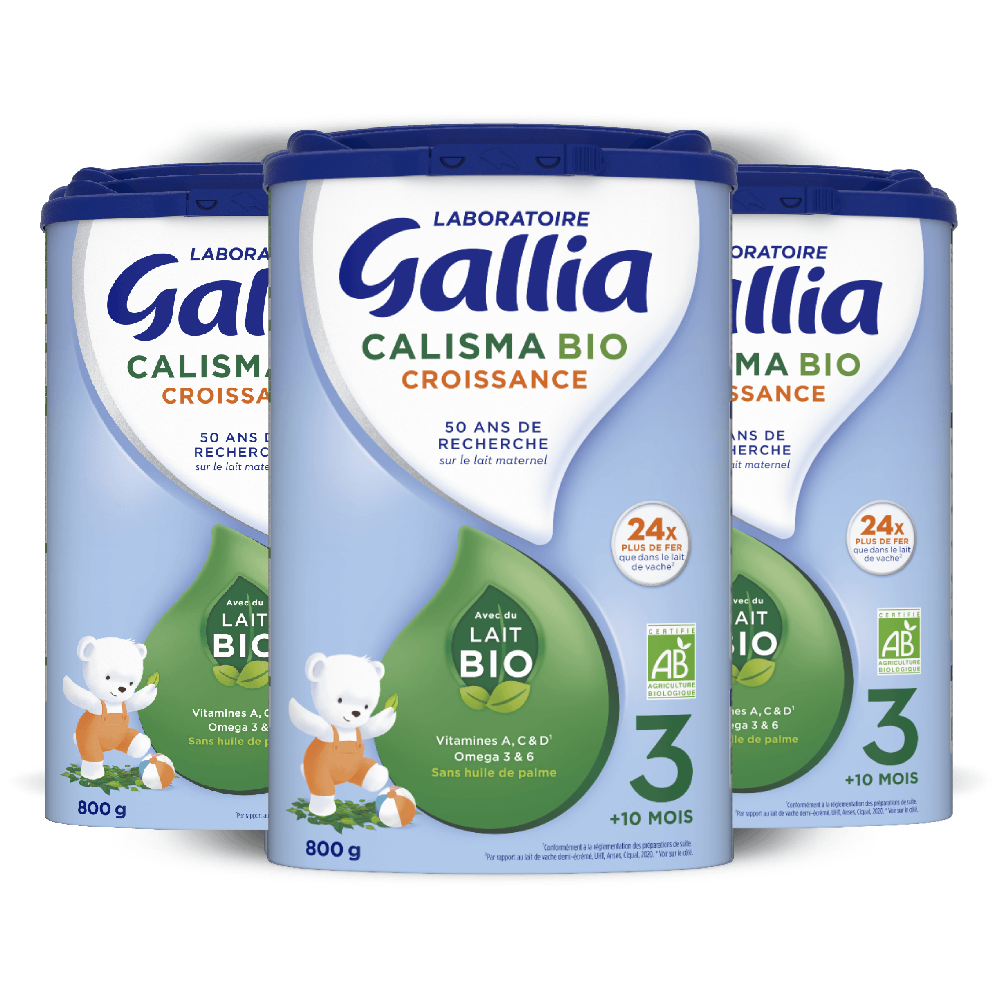 Laboratoire Gallia Calisma Croissance Bio en poudre à partir de 10 mois - 800 g-lotx3