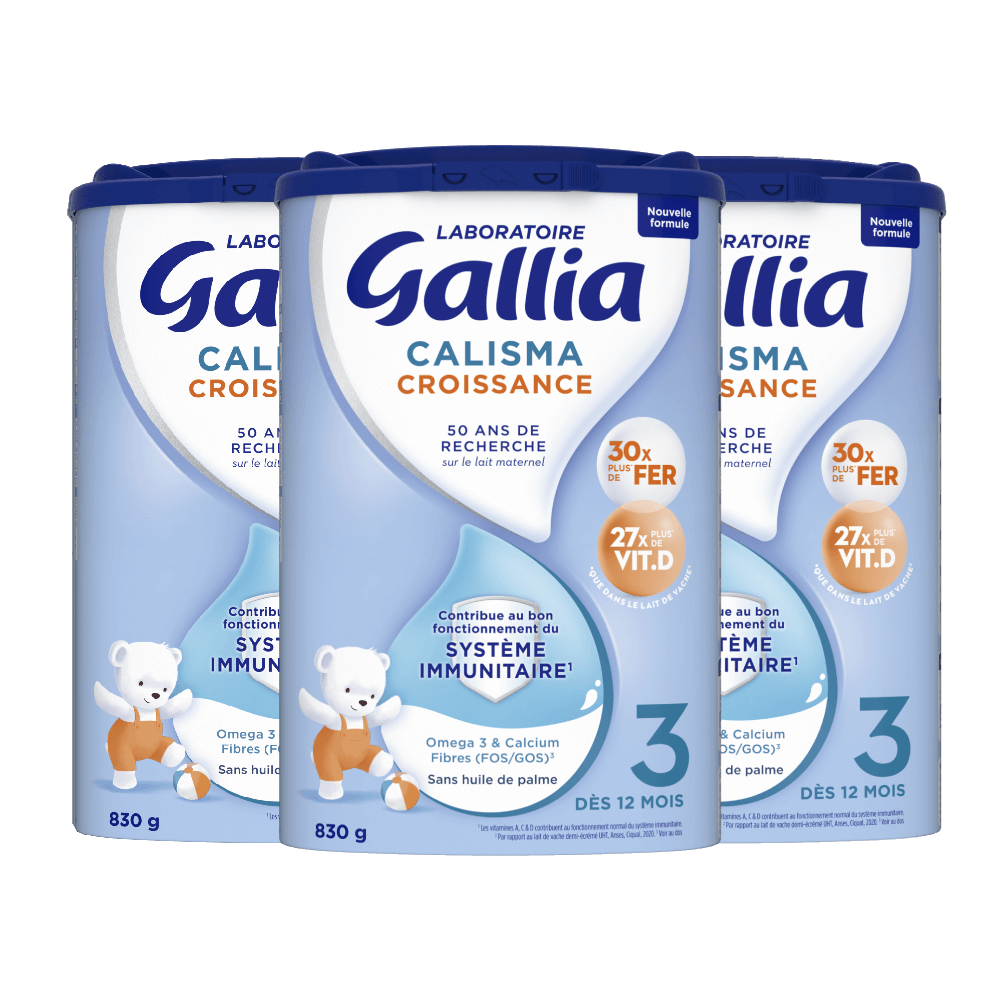 Calisma Croissance - 830g - Lait infantile - Lot x3 - Laboratoire Gallia - Dès 12 mois - Face