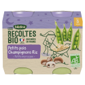 Petits pots - Les récoltes Bio - Petits pois Champignons Riz - 2 x 200g - Face