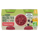 Petits pots - Les Récoltes Bio - Pommes Cassis Petits Morceaux - 2 x 130g - Face