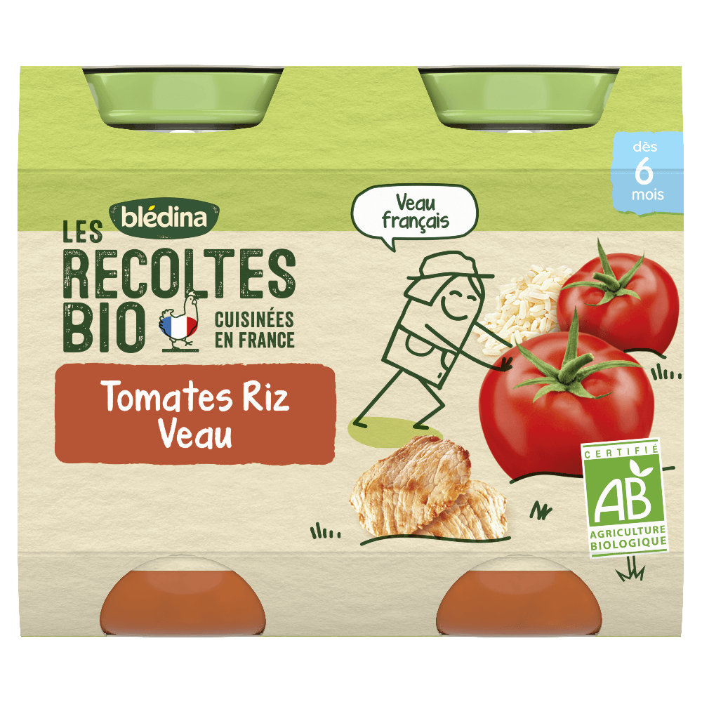 Petits pots Les récoltes Bio - Lot Multi-variétés Légumes Poulet et Veau dès 6 mois x 4