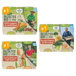 Petits pots Les Récoltes Bio - Lot Multi-variétés Légumes et Viande dès 6 mois x 3