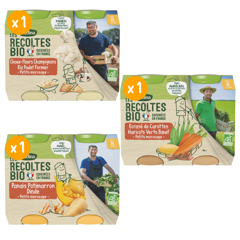 Petits pots - Les récoltes Bio - Légumes Viande dès 8 mois x 3