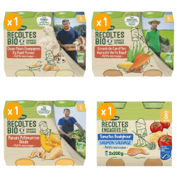 Petits pots - Les récoltes Bio & Engagées - Lot multi-variétés Légumes Viande et Poisson dès 8 mois x 4