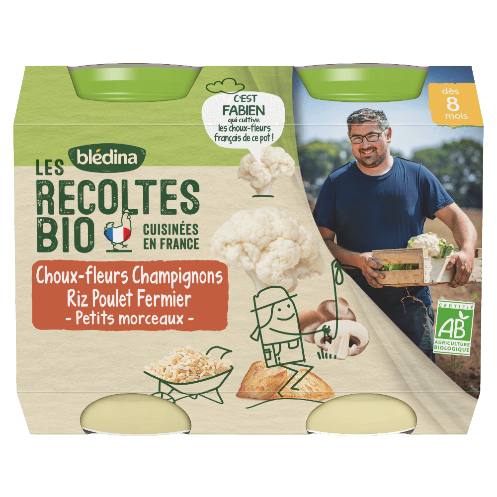 Petits pots - Les récoltes Bio & Engagées - Lot multi-variétés Légumes Viande et Poisson dès 8 mois x 4