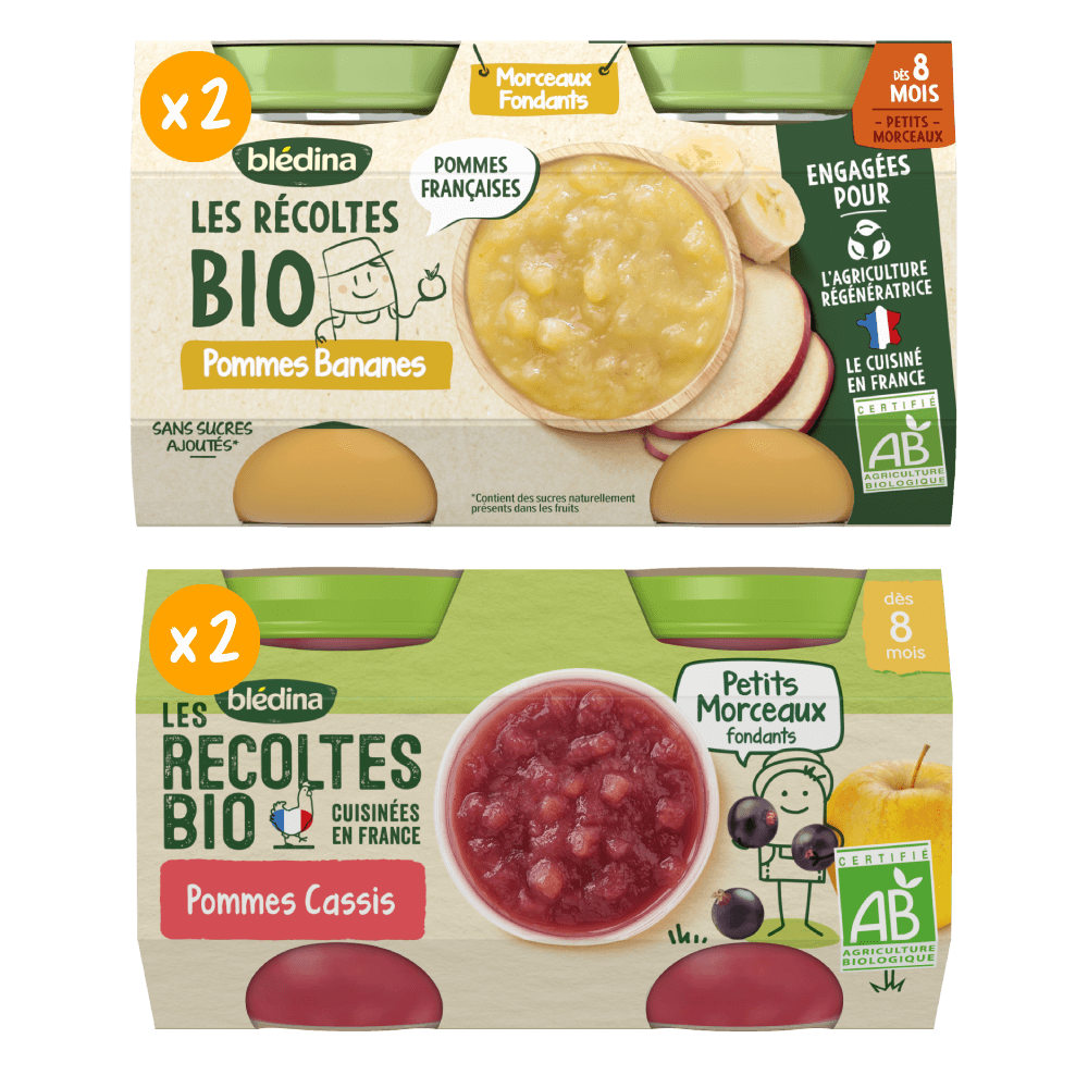 Petits pots - Les Récoltes Bio - Lot Multi-Variétés Morceaux Fondants dès 8 mois x 4