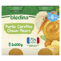 Petits pots - Blédina - Purée Carotte Choux Fleur - 2 x 200g - Dès 6 mois - Face