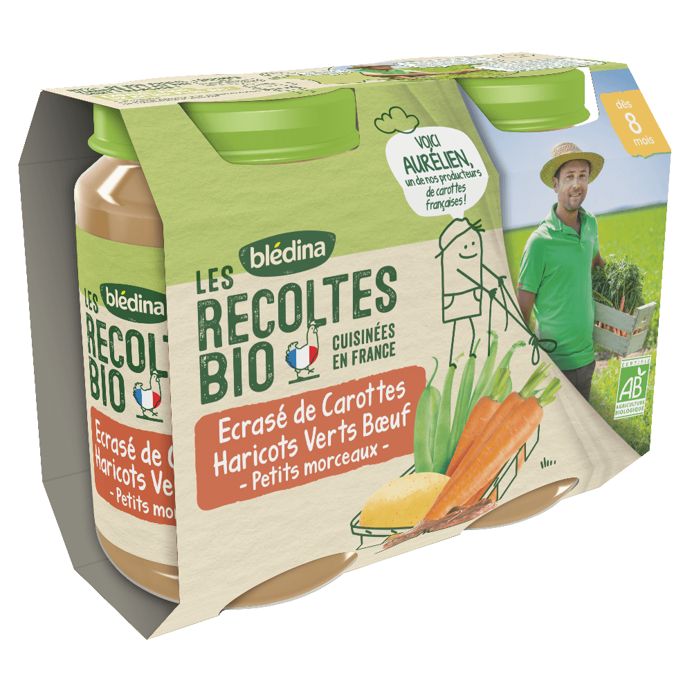 Petits pots - Les récoltes Bio & Engagées - Lot multi-variétés Légumes Viande et Poisson dès 8 mois x 4