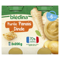 Petits pots Blédina - Purée de Panais Dinde - 2 x 200g  - Face