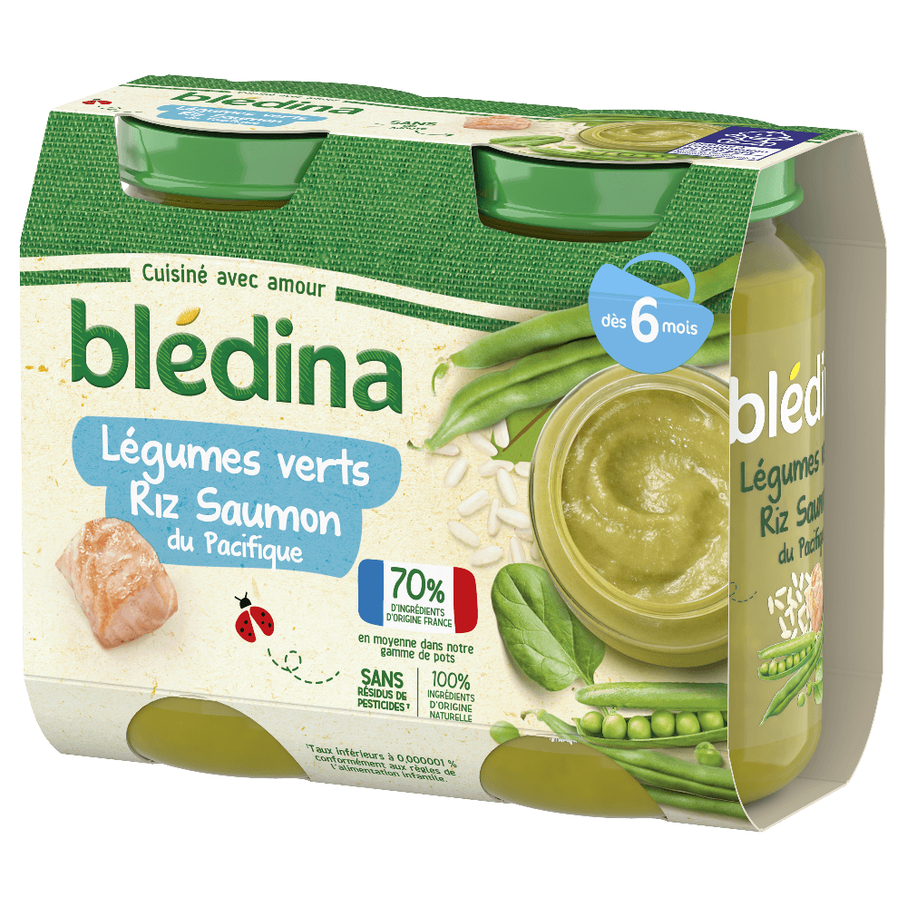 Petits pots Blédina - Légumes verts Riz Saumon - Dès 6 mois