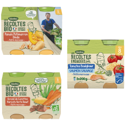 Petits pots - Les récoltes Bio & Engagées - Lot multi-variétés Légumes Viande et Poisson dès 8 mois x 3