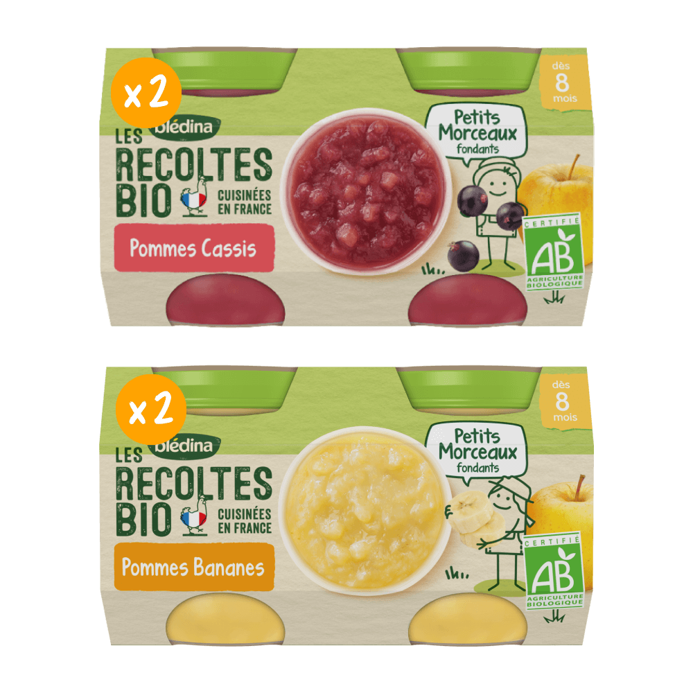 Petits pots - Les Récoltes Bio - Lot Multi-Variétés Morceaux Fondants dès 8 mois x 4