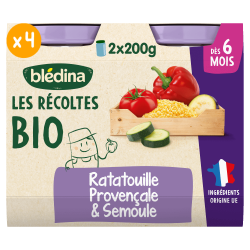 Petits pots Les Récoltes Bio -  Petite Ratatouille Semoule - Lot x 4