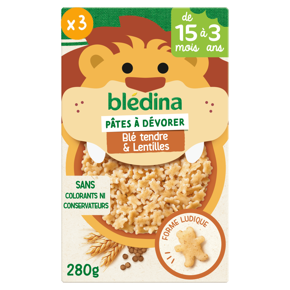 Pâtes à dévorer - Oursons au Blé tendre & Lentilles - Lot x3 - Face