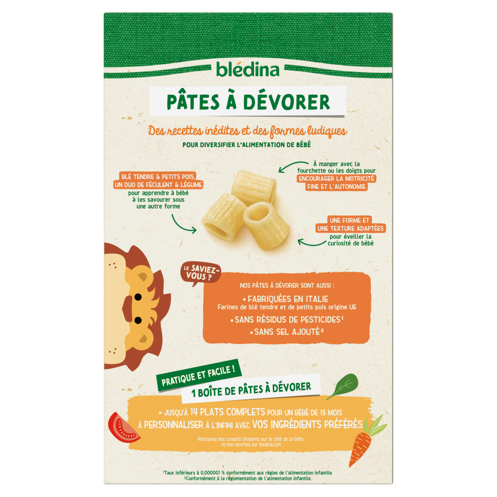 Pâtes à dévorer - Rigatini au Blé tendre & Petits pois - 280g - Dos