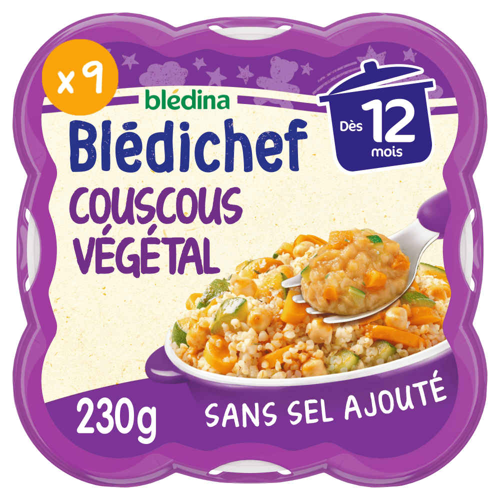 Blédichef - Couscous Végétal aux Légumes & Pois Chiches - Lot x9 - Face