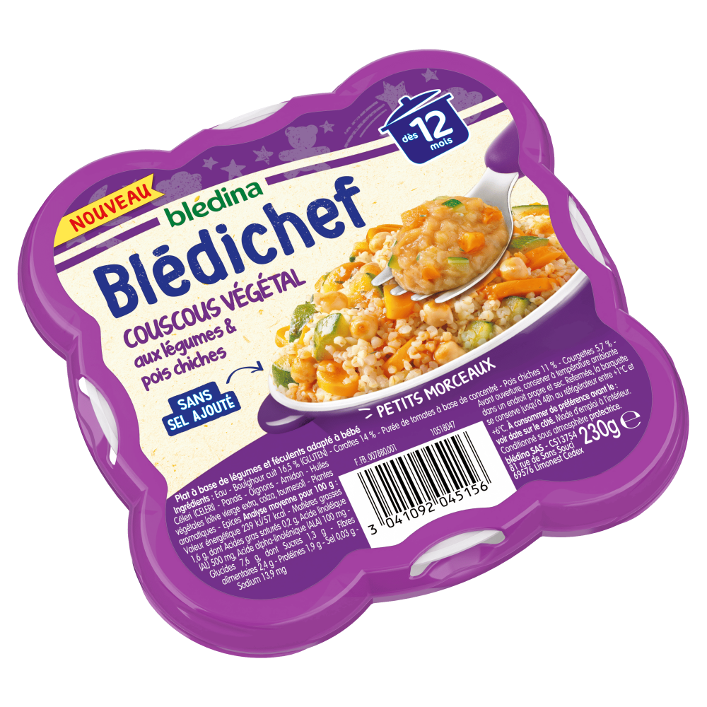 Blédichef - Couscous Végétal aux Légumes & Pois Chiches - Lot x9 - Côté