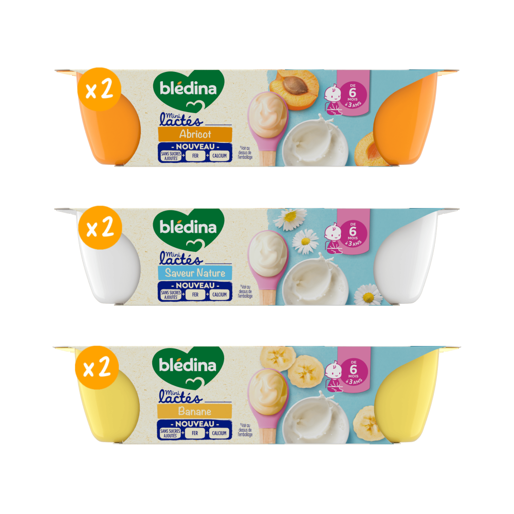 Mini Lactés - Lot Multi-variétés - Abricot, Nature & Banane x6 - Face