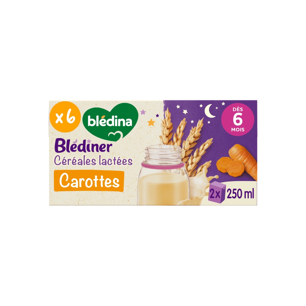 Blédîner - Briques Céréales Lactées Carottes - Lot x6 - Blédina - Face