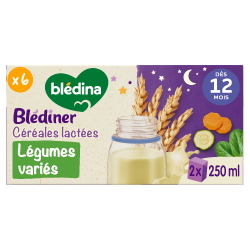 Blédîner - Briques Céréales lactées Légumes variés - Lot x6 -  Dès 12 mois - Blédina - Face