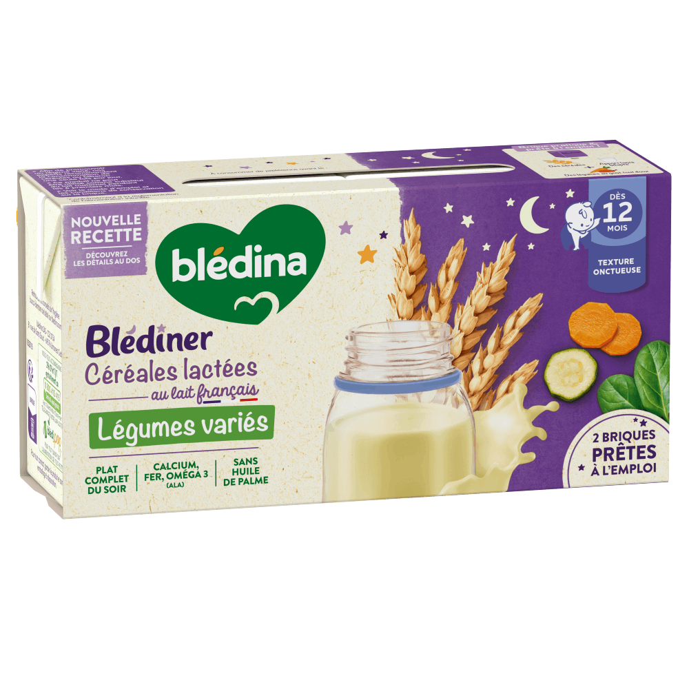 Blédîner - Briques Céréales lactées Légumes variés - Lot x6 -  Dès 12 mois - Blédina - Profil