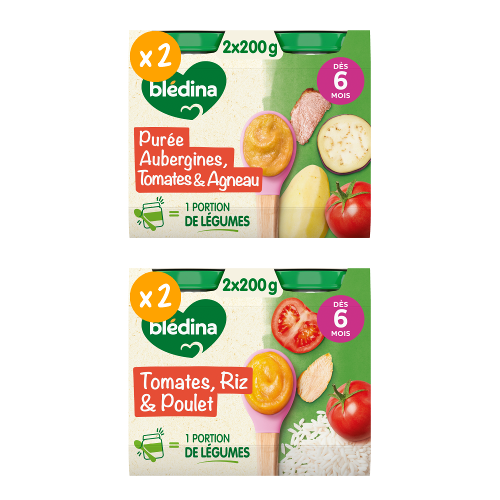 Petits pots Blédina - Lot Multi-variétés Légumes Méditerranéens Agneau et Poulet x 4