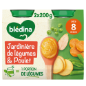 Petits pots Blédina - Jardinière de Légumes Poulet - 2 x 200g - Dès 6 mois - Face