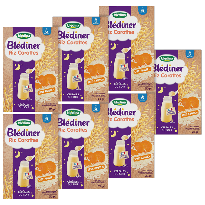 Blediner Cereales Du Soir Riz Carottes Lot X7 Des 6 Mois