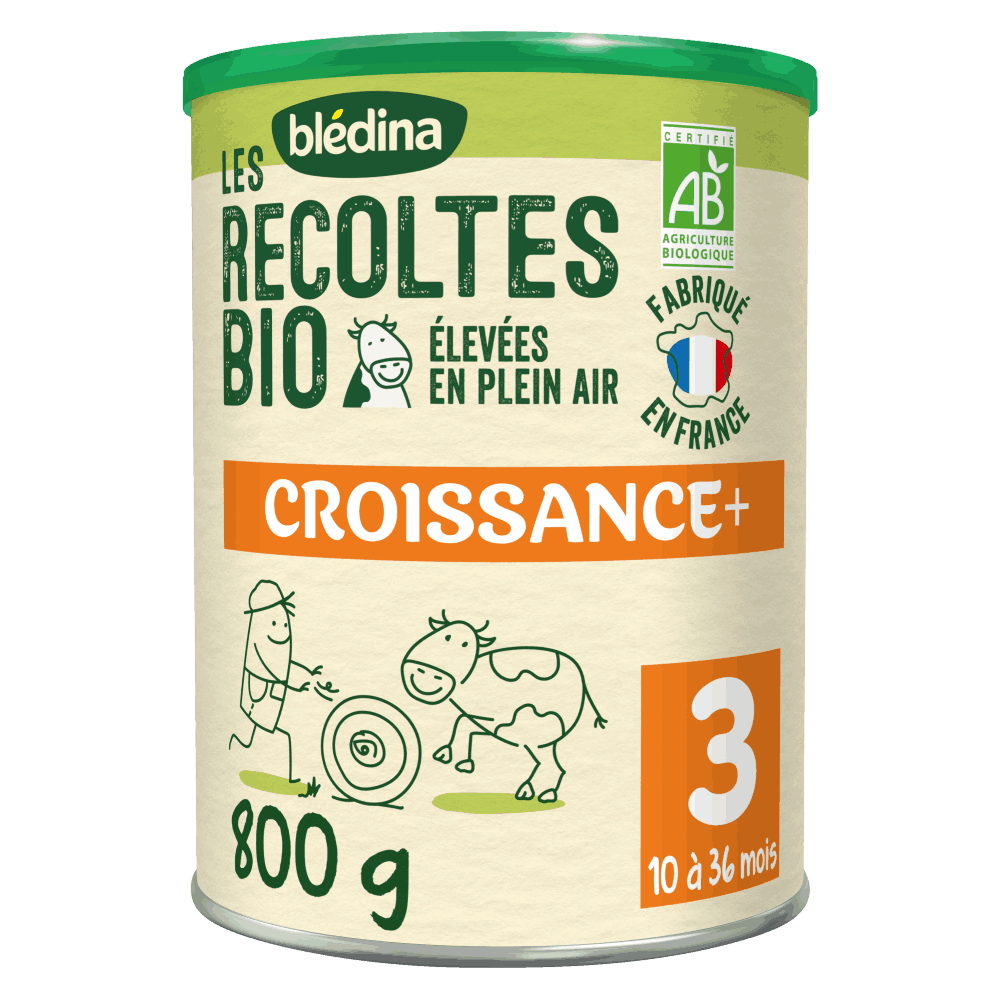 Blédina Les Récoltes Bio Croissance en poudre à partir de 12 mois - Lot de 3x800 g