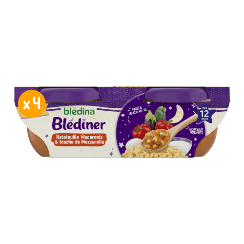 Blédîner - Ratatouille petits macaroni Mozzarella - Lot x4 des 12 mois bledina