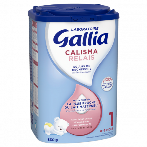 Laboratoire Gallia - Calisma 1 Relais - Bébé 1er âge - en Poudre - Lait  Infantile Enrichi en Vitamines A, C & D - Sans Huile de Palme - De 0 à 6  Mois