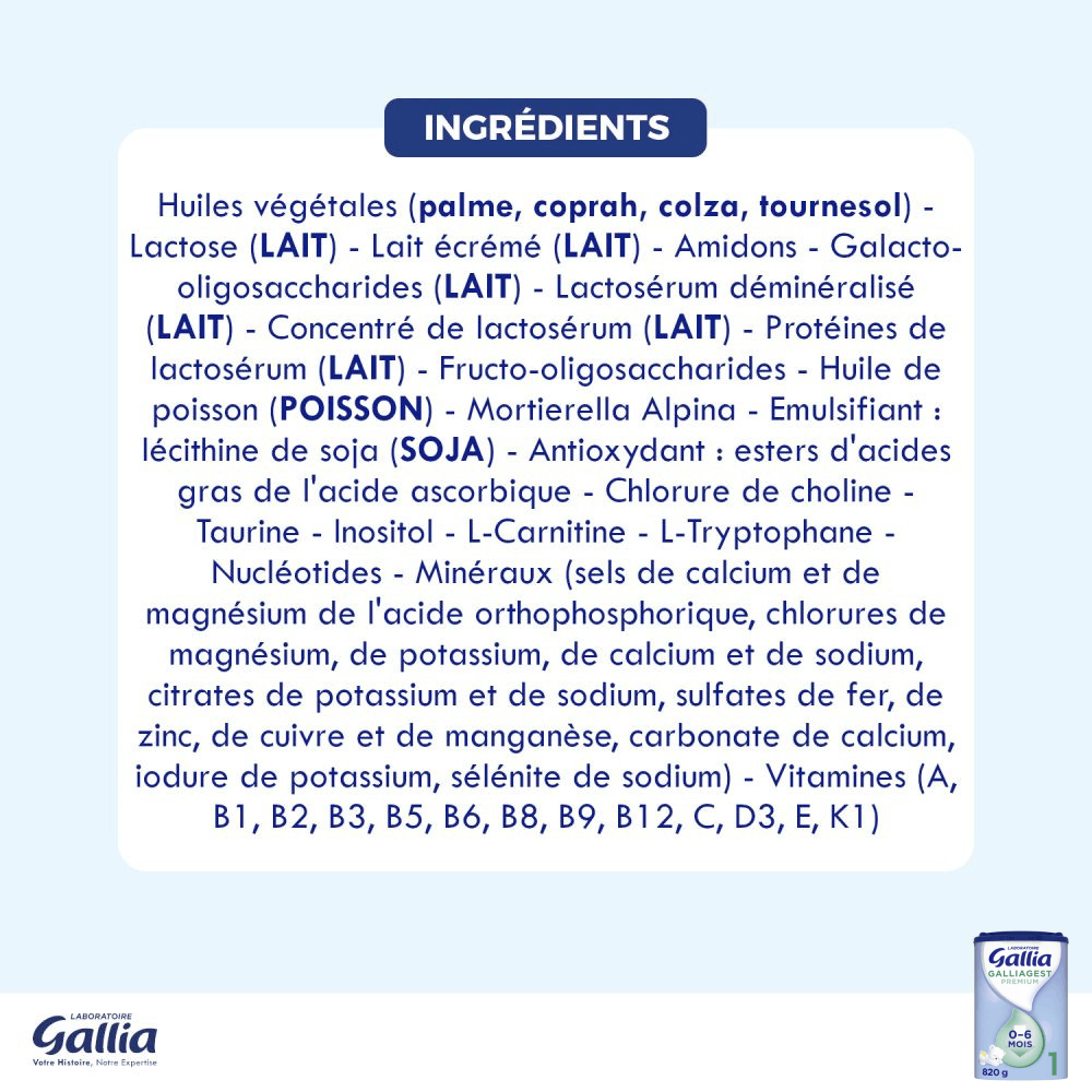 Galliagest 1er âge-ingredients