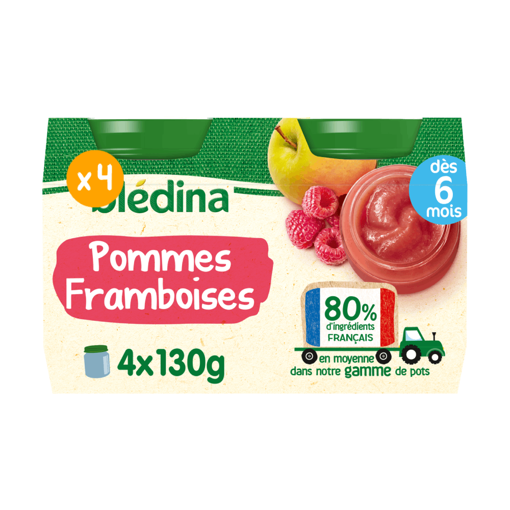 Petits pots Blédina - Pommes Framboises DEVANT