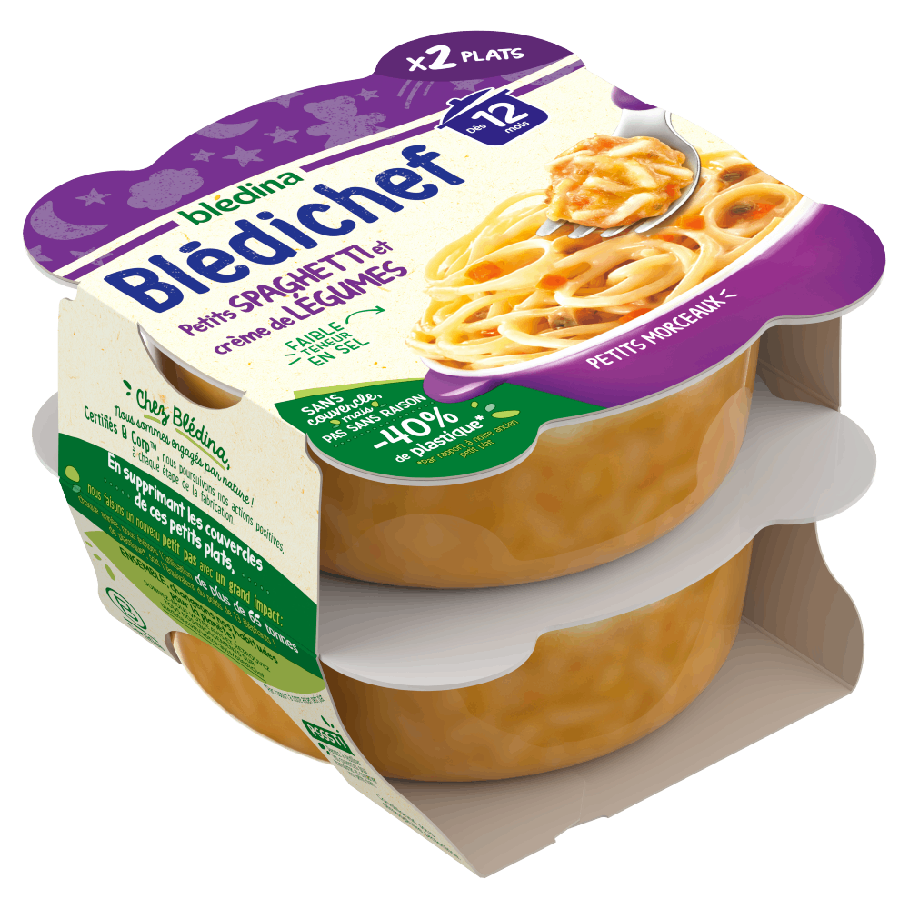 Blédichef - Spaghetti et crème de légumes - Lot x8