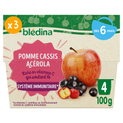 Coupelles Pomme Cassis Acérola - Lot x3