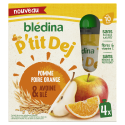 Gourdes P’tit Dej - Pomme Poire Orange Avoine Blé - 4x85g - Blédina - Dès 10 mois - Face