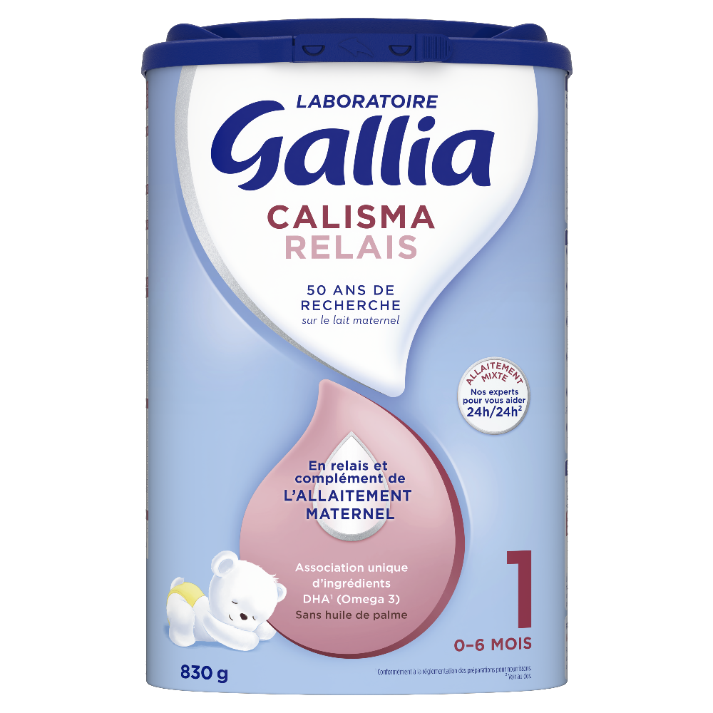 Calisma Relais 1er âge - Lot 3 x  830g -  Laboratoire Gallia - 0 - 6 mois - Face