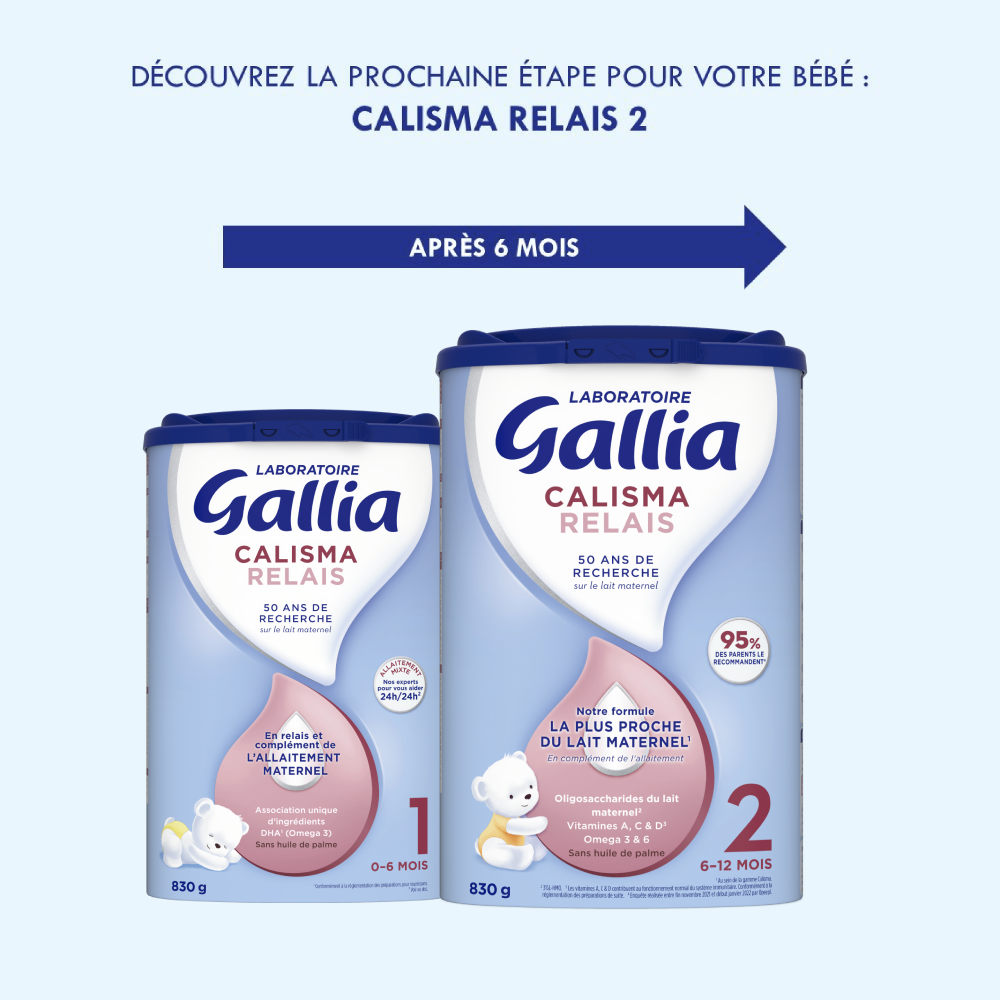 Calisma Relais 1er âge - Lot 3 x  830g -  Laboratoire Gallia - 0 - 6 mois - Recommandation